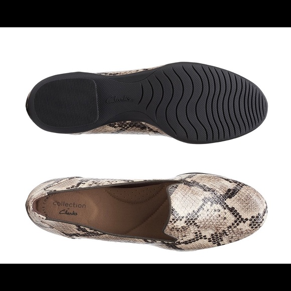 NWT Clarks Sara Poppy Taupe Snake - Picture 4 of 9